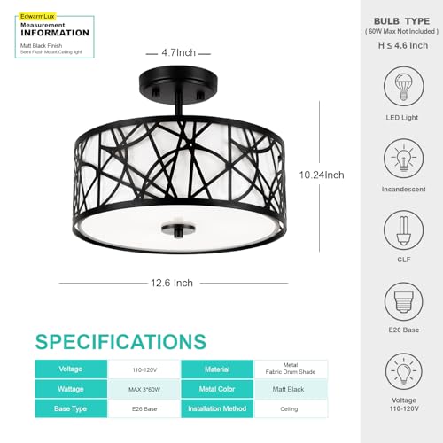3 Light Semi Flush Mount Ceiling Light