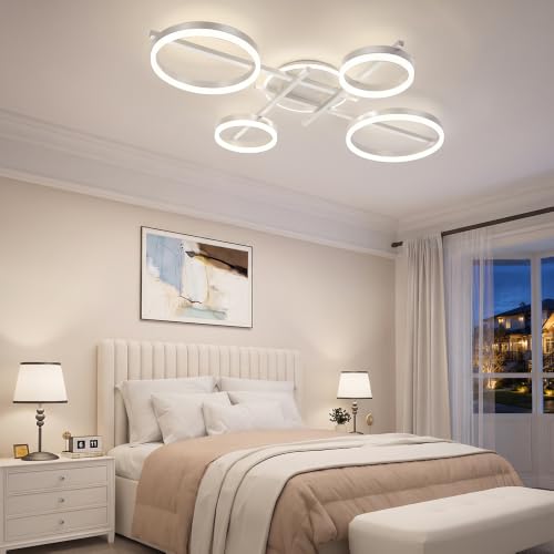 39" 5 Ring Modern Ceiling Light (White)