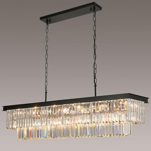 Black Crystal Chandeliers for Dining Room