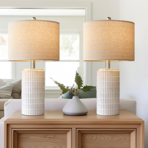 23" Modern Ceramic Table Lamp Set of 2 for Living Room Bedroom (2 Count)