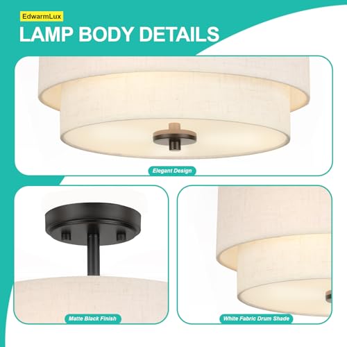 3 Light Semi Flush Mount Ceiling Light Fixture