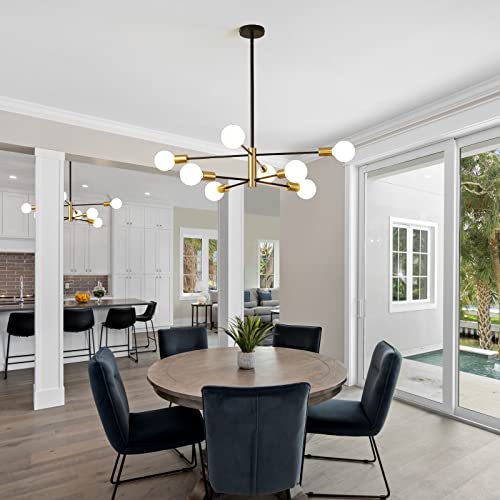 Modern Sputnik Chandeliers Black and Gold Mid Century Chandelier 8