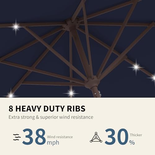 9FT Patio Umbrella with Solar Lights