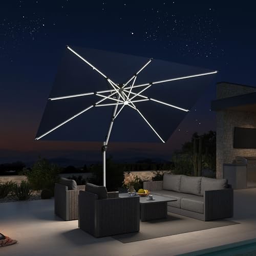 Patio Umbrella 10' X 10' Double Top LED Light