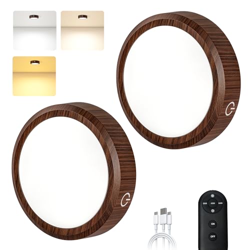 Puck Lights with Remote Control Rechargeable (2 Count)