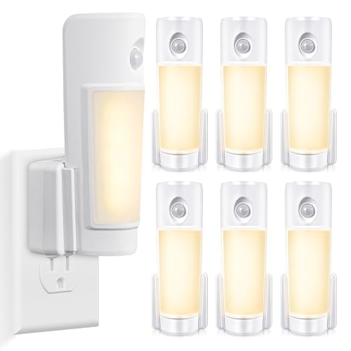 6 Pack Night Light Plug into Wall with Motion Sensor for Bathroom (6 Count)