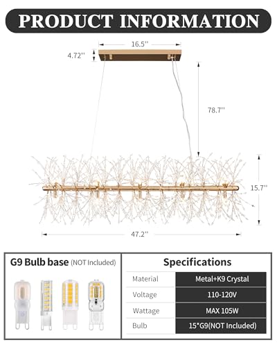 Modern 47.2" Modern Gold Crystal Firework Chandelier