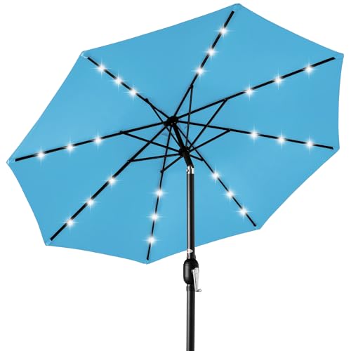 10ft Solar Polyester LED Lighted Patio Umbrella w (10 Foot)
