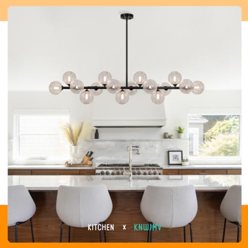 Linear Chandeliers 55'' Sputnik Glass Chandelier for Dining Room 16 Light