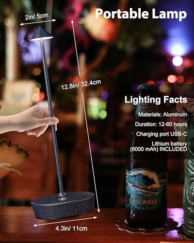 Cordless Table Lamps Rechargeable 6000mAh Battery Operated LED Desk Lamp (2 Count)