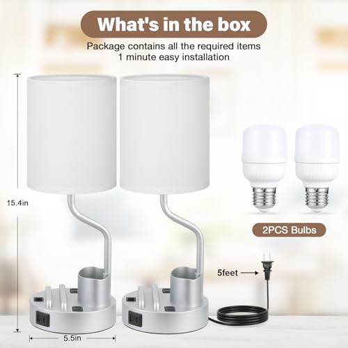 Bedside Lamps for Bedroom Set of 2 (2 Count)