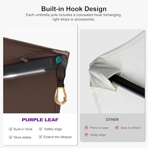 Patio Umbrella 14ft with Base and Solar Lights Outdoor