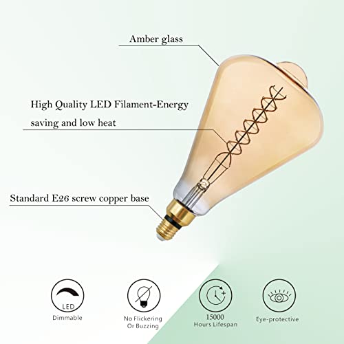 ST164 Large LED Edison Light Bulbs Dimmable 8W 450lm E26 2200K 1PC