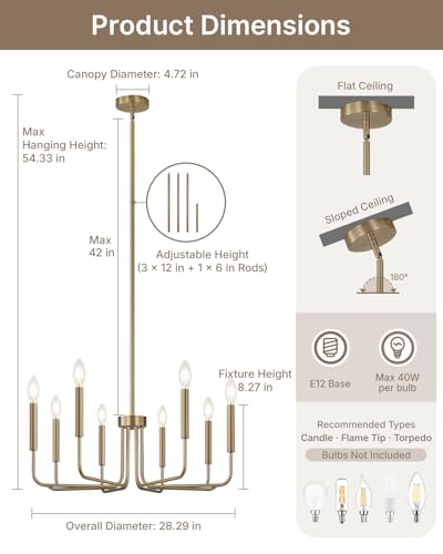 8 Light Champagne Bronze Chandelier