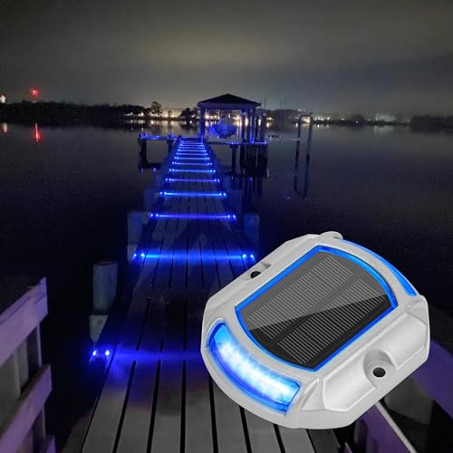 Solar Driveway Dock Deck LED Outdoor Lights 2 Colors Modes 16 Pack (16 Count)