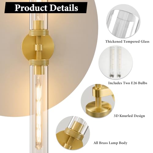 Knurled Brass Tube Wall Sconce
