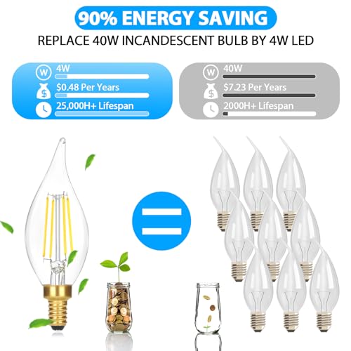 E12 4W Dimmable Candelabra LED Light Bulbs (12 Count)