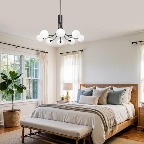 8 Light Mid Century Chandelier Sputnik Globe Light Fixture for Dining Room