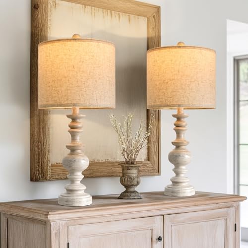 24" Farmhouse Resin Table Lamp Set of 2 (2 Count)