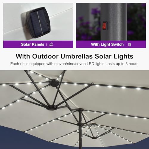 Patio Umbrella 14ft with Base and Solar Lights Outdoor