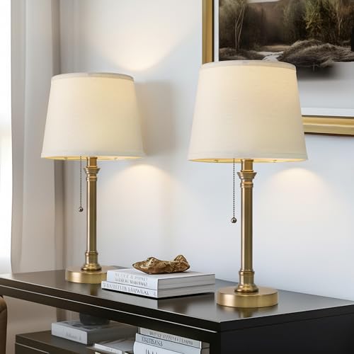 19.5" Warm Gold Small Table Lamps Set of 2 for Living Room Bedroom (2 Count)