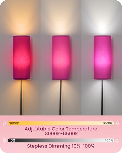 Dimmable Purple Floor Lamp for Living Room with Remote and Foot Switch