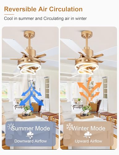 52" White and Gold Modern Chandelier Fandelier Ceiling Fan with Light