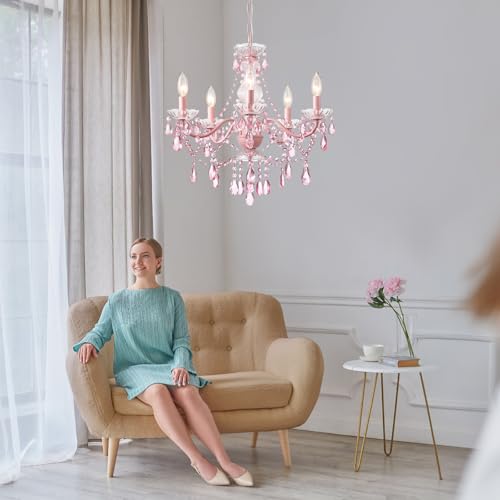 Modern Crystal Pink Chandelier