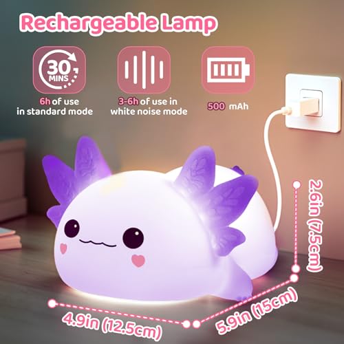Huggwaii Squishy Axolotl Night Light for Kids