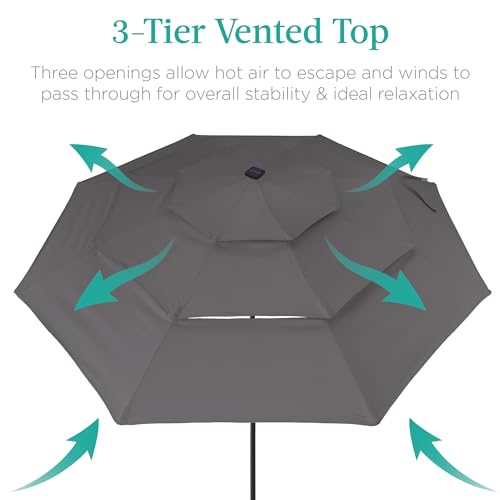10ft 3 Tier Solar Patio Umbrella