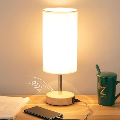 Bedside Table Lamp with USB Ports