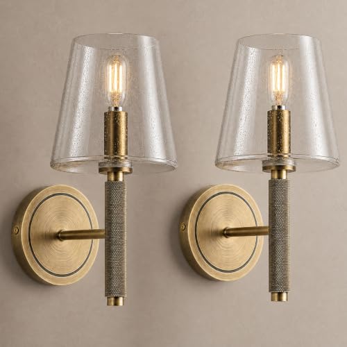 12" Knurled Brass Wall Sconces Set of 2 (2 Count)