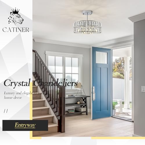 Chrome Crystal Chandelier 12" Modern Ceiling Pendant Light 3