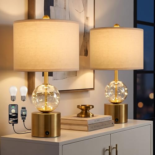 20.5" Small Bedside Table Lamps for Bedroom Nightstands (2 Count)