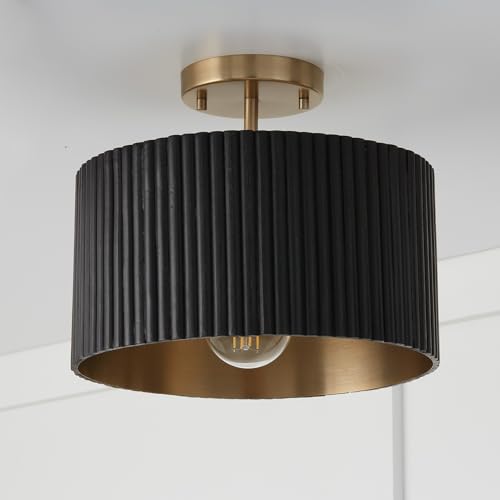 Capital Lighting 250711KR Donovan Modern Mango Wood Drum Convertible Semi Flush