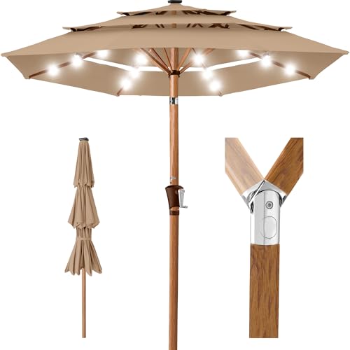 10ft 3 Tier Solar Patio Market Umbrella