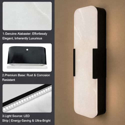 17.72”Natural Alabaster Marble Wall Sconce