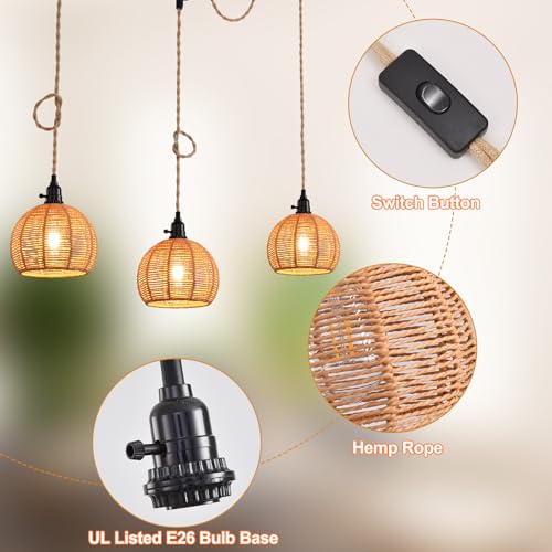 3 Light Hanging Light with Plug in Cord