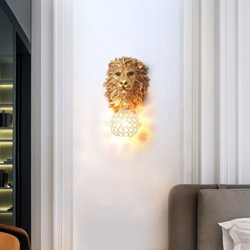 Gold Lion Head Wall Sconces Set of 2 (2 Count)