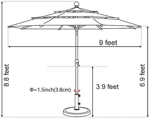 USA 10-Year-Non-Fading 9ft 3-Tier Market Patio Umbrella, Commercial Table Umbrella with 80 Solar LED Lights, Crank Open, Windproof & UPF 50+ UV Protection for Garden, Deck, Pool, Backyard, Burgundy