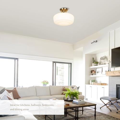 Large Schoolhouse Style Semi Flush Mount Ceiling Light Fixture