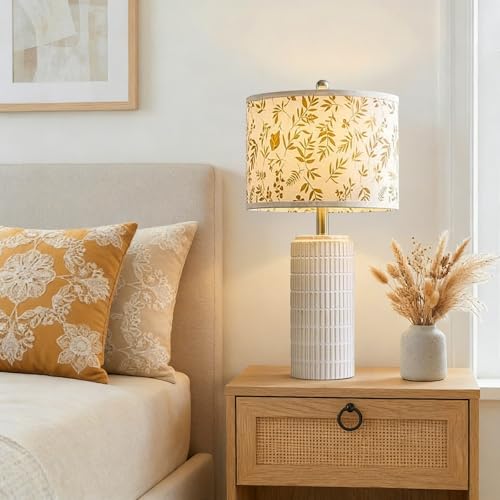 23'' Dried Flowers Table Lamp for Bedroom Nightstands