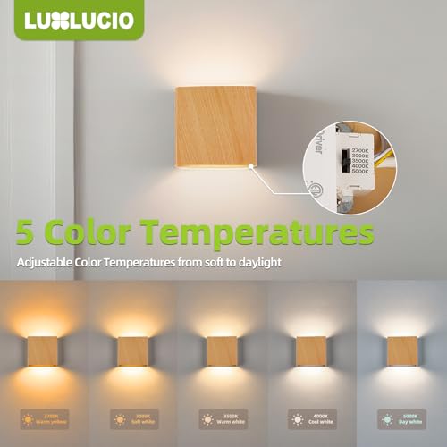 2 Pack Indoor Outdoor Natural Wood Grain Up and Down LED Wall Light (2 Count)
