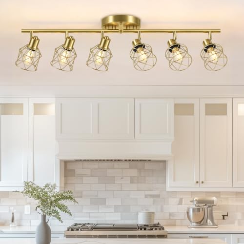 6 Lights Gold Semi Flush Mount Ceiling Light