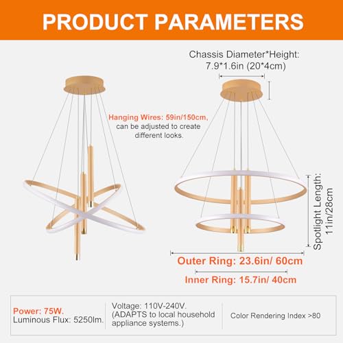 LED Gold Modern Chandeliers