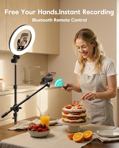 Upgrade Tripod Ring Light Stand with 2 Telescopic Arms
