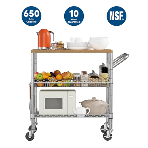 3 Tier Rolling Kitchen Carts with Wheels