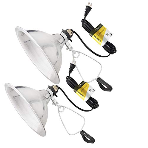 Clamp Lamp Light Socket with 8.5 Inch Aluminum Reflector (2 Count)