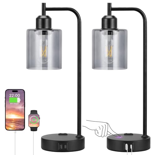Industrial Touch Bedroom Lamps for Bedrooms Set of 2 (2 count)