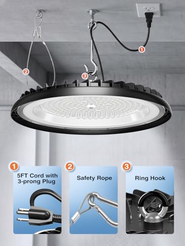 200W UFO LED High Bay Light 22500LM 5000K Commercial Grade for Shop